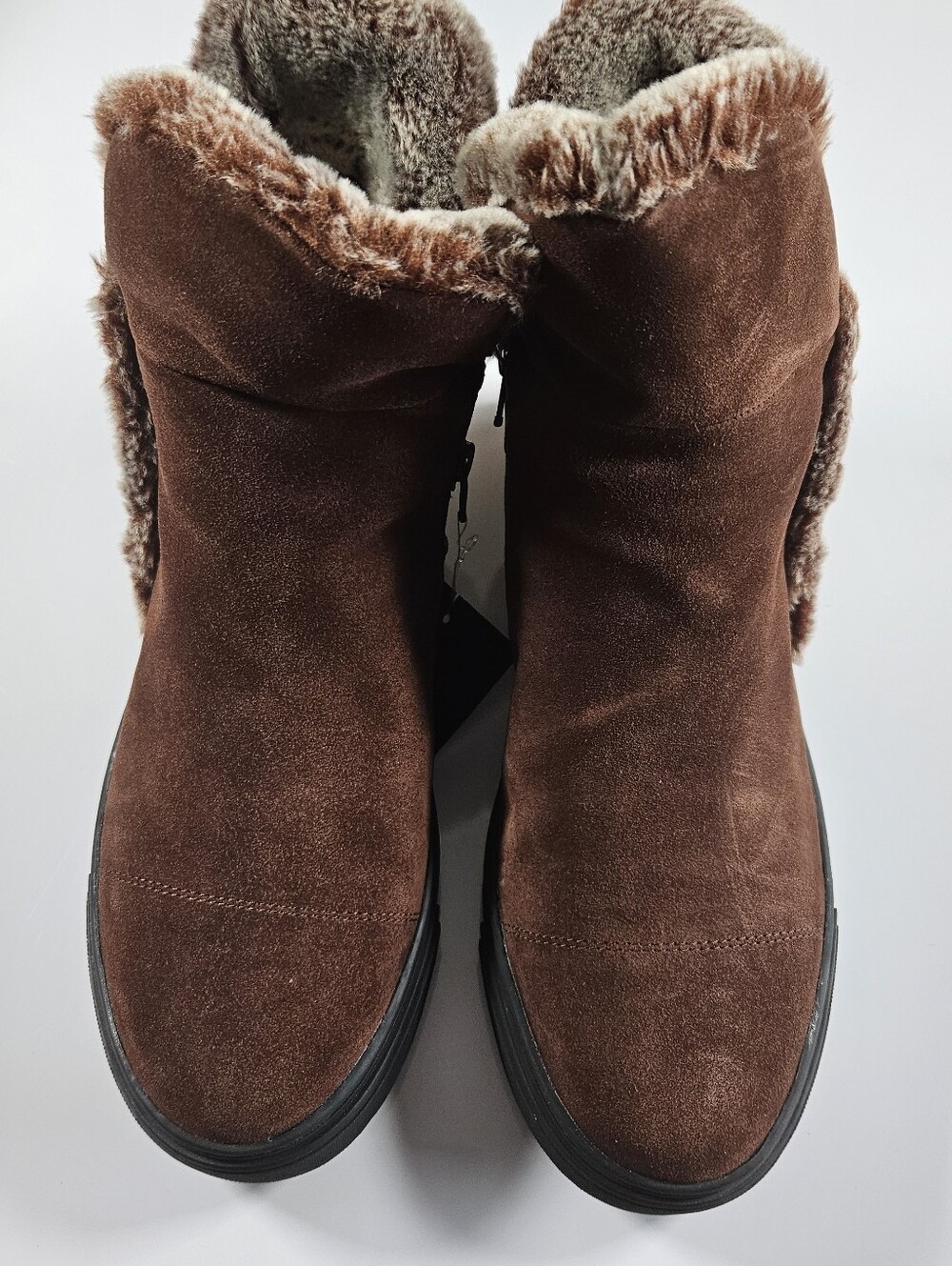 Naturalizer Barkley Waterproof Suede Fur-Lined Ankle Boots Brown Women's 9M